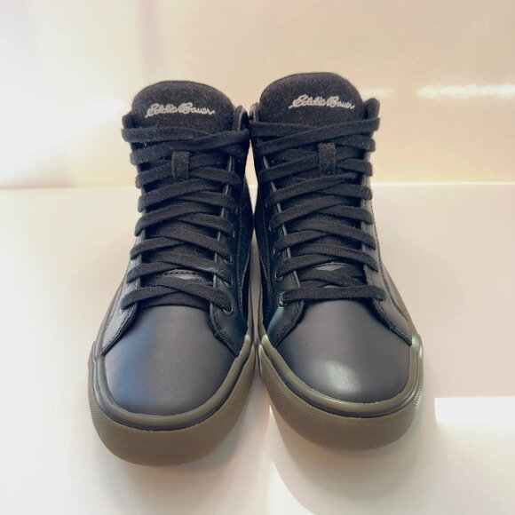 New! Eddie Bauer Black Leather & Wool High-Top Sneakers – Size US 8.5M - Picture 5 of 9